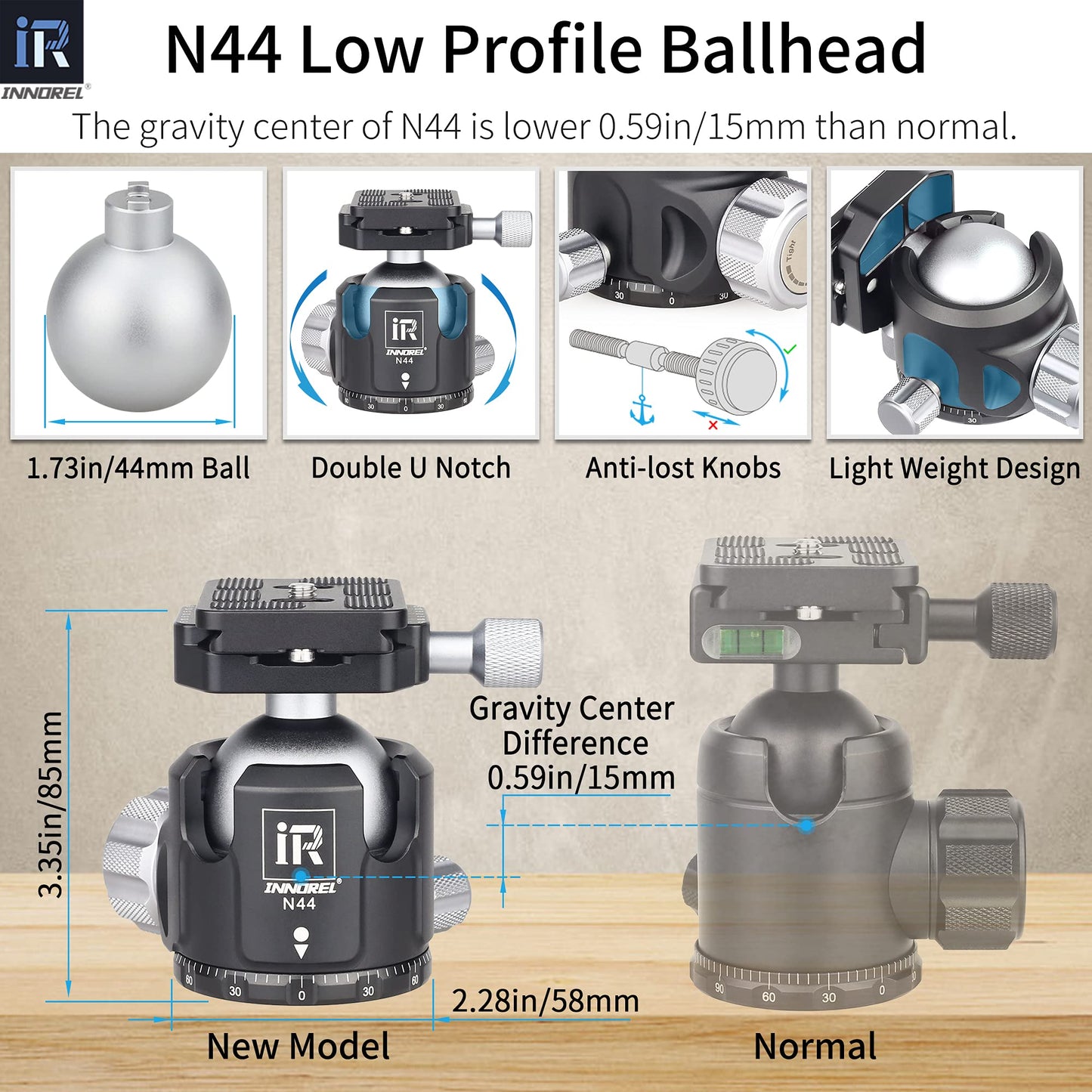 Carbon Fiber Tripod-INNOREL RT85C Super Professional Tripod Monopod Heavy Duty Stand Support Low Gravity Center 360°Panoramic ballhead for Digital