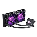 Cooler Master MasterLiquid LC240E RGB Close-Loop AIO CPU Liquid Cooler, 240mm Radiator, Dual Chamber RGB Pump, Dual MF120R RGB Fans, RGB Lighting