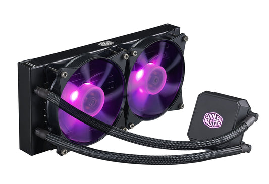 Cooler Master MasterLiquid LC240E RGB Close-Loop AIO CPU Liquid Cooler, 240mm Radiator, Dual Chamber RGB Pump, Dual MF120R RGB Fans, RGB Lighting