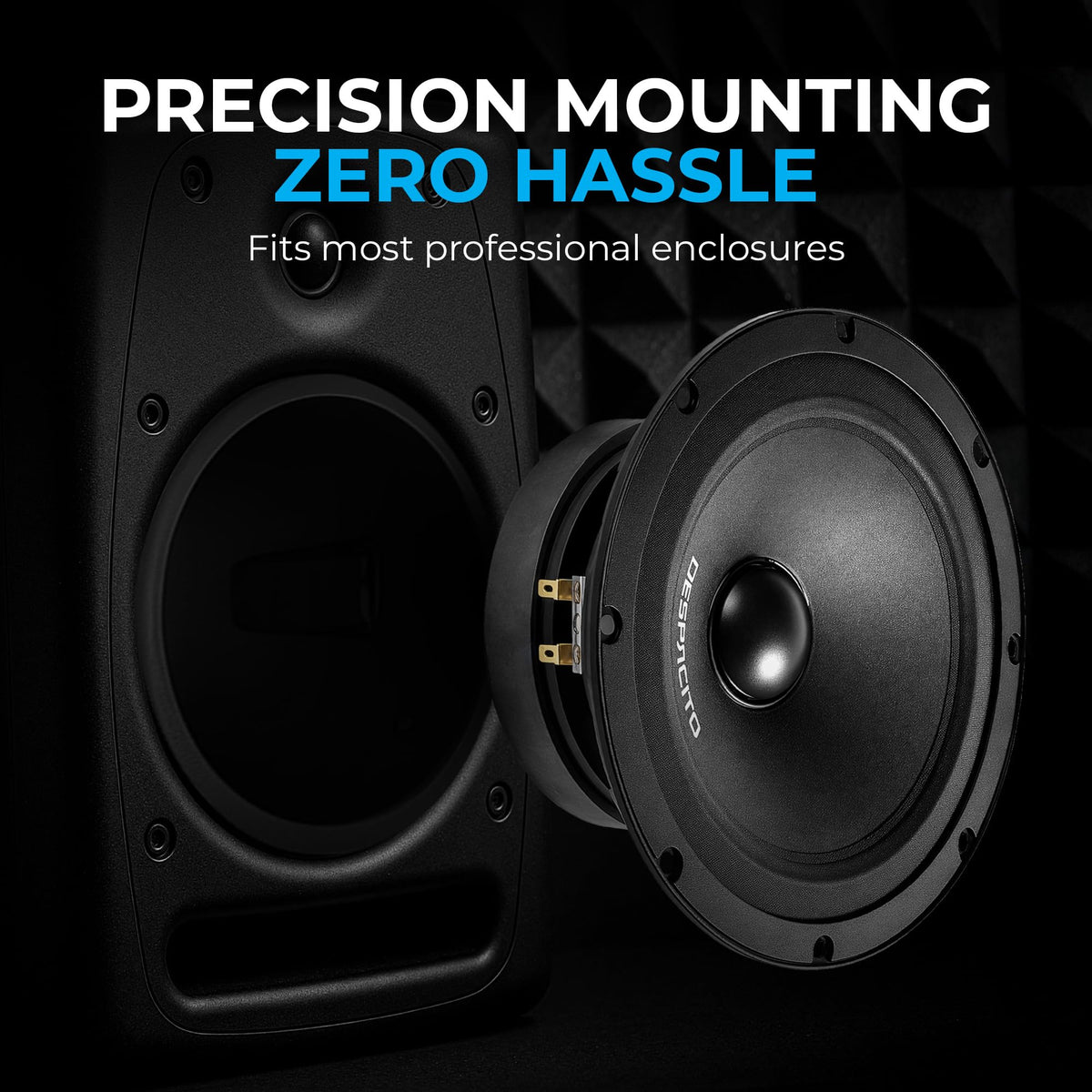 DEEJAY LED 6.5-Inch Midrange Speaker, Sealed Back, 8 Ohm, 150W RMS / 300W Program Power, High Output Ideal for Car Audio or PA