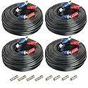 SHD 4Pack 100Feet Video Power Cable - BNC to RCA & BNC Female Connectors for CCTV Security Surveillance System