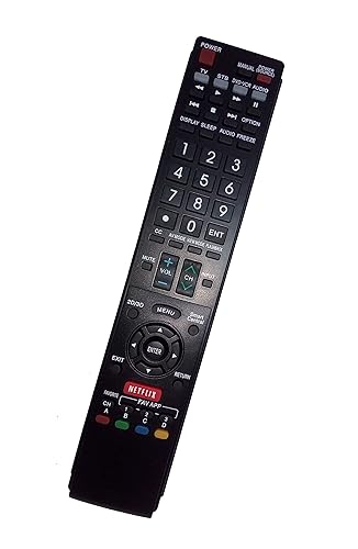 Replaced Remote Control Compatible for Sharp LC-60LE660U LC70SQ10U LC-70SQ10U LC80LE661U LC-80LE661U AQUOS LED HD TV with Netflix 2D / 3D Button