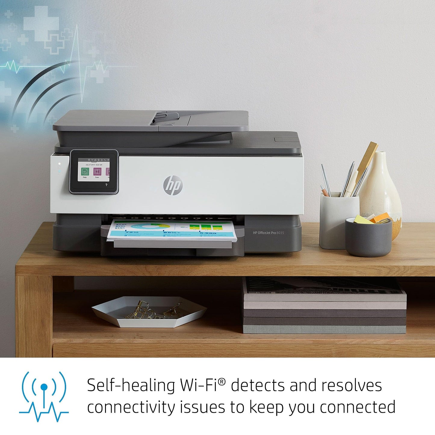 HP OfficeJet Pro 8035 All-in-One Wireless Printer - Includes 8 Months of Ink, Instant Ink, Works with Alexa - Basalt (5LJ23A)