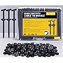 Aymier 120 Pcs Nylon Universal Cable Tie Buckle with Clear Storage Box, Upgraded Double-Sided Teeth Self-Locking T Rivet Zip Tie Kit for Car Fender
