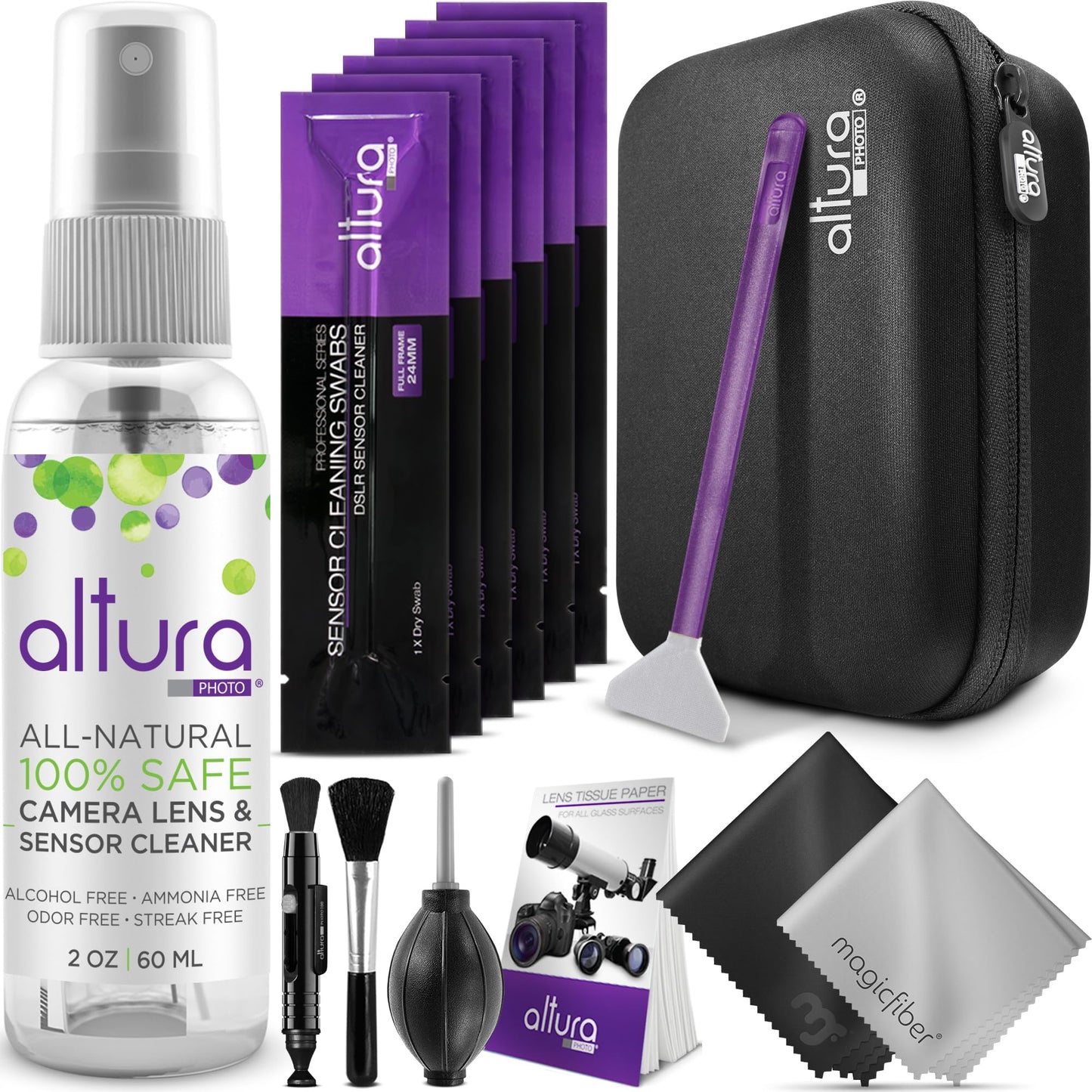 Altura Photo Professional Camera Cleaning Kit for Full Frame DSLR & Mirrorless Cameras - Lens and Sensor Cleaner - Includes Case, Spray, Swabs