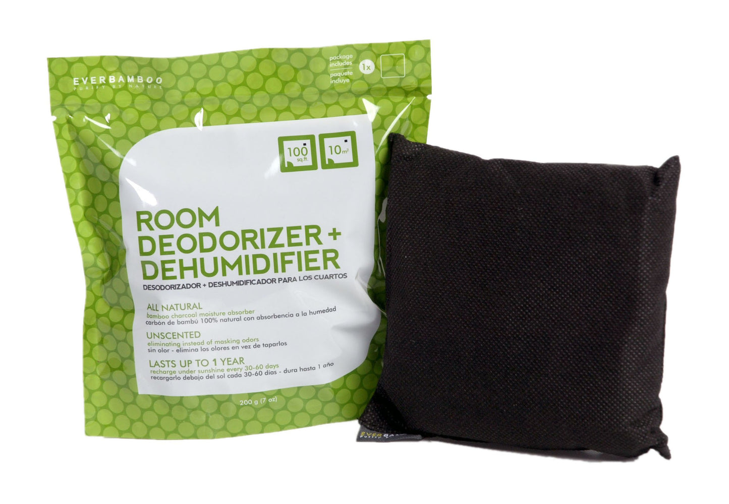 Ever Bamboo Room Deodorizer & Dehumidifier w/ Natural Bamboo Charcoal (200g)