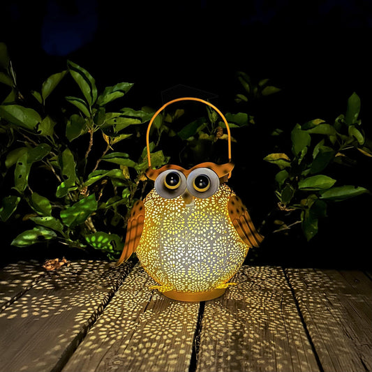Solar Owl Lights Outdoor Waterproof - Hanging Solar Lanterns for Garden, Patio, Yard, Pathway - Vintage Metal Owl Solar Garden Lights, Outdoor Hanging