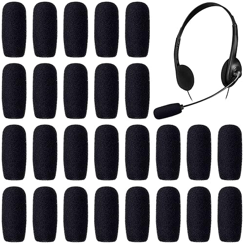 PAGOW 30 Pack Mini Foam Microphone Windscreens, High Density Mic Headset Cover, Small Size Lapel Mic Windscreen for Lavalier Microphones Noise