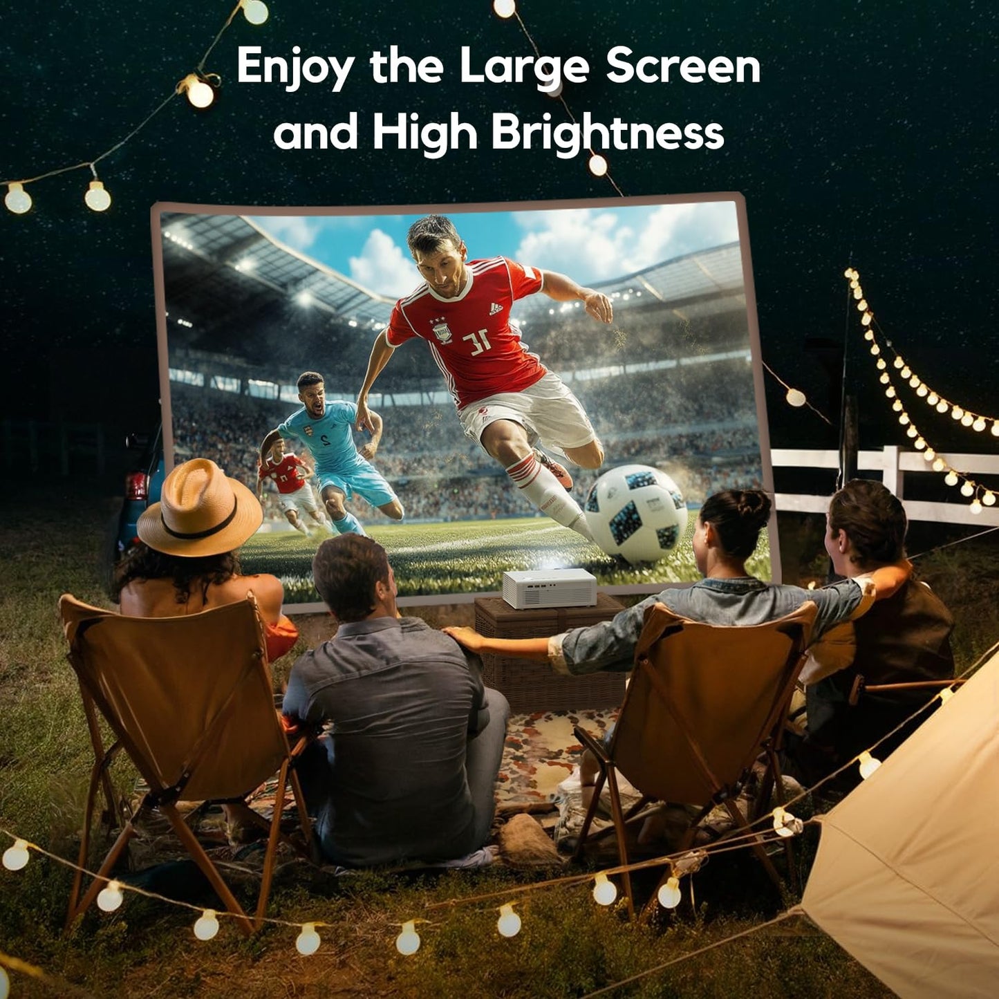 ?Netflix Built-in & Native 1080P Projector?AKIYO Smart Projector with WiFi and Bluetooth, Auto Focus & Keystone Portable Outdoor Projector 4K