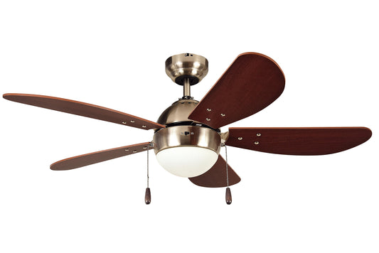 Litex E-PB42SN5C PRESCOTT 42-Inch Satin Nickel Ceiling Fan