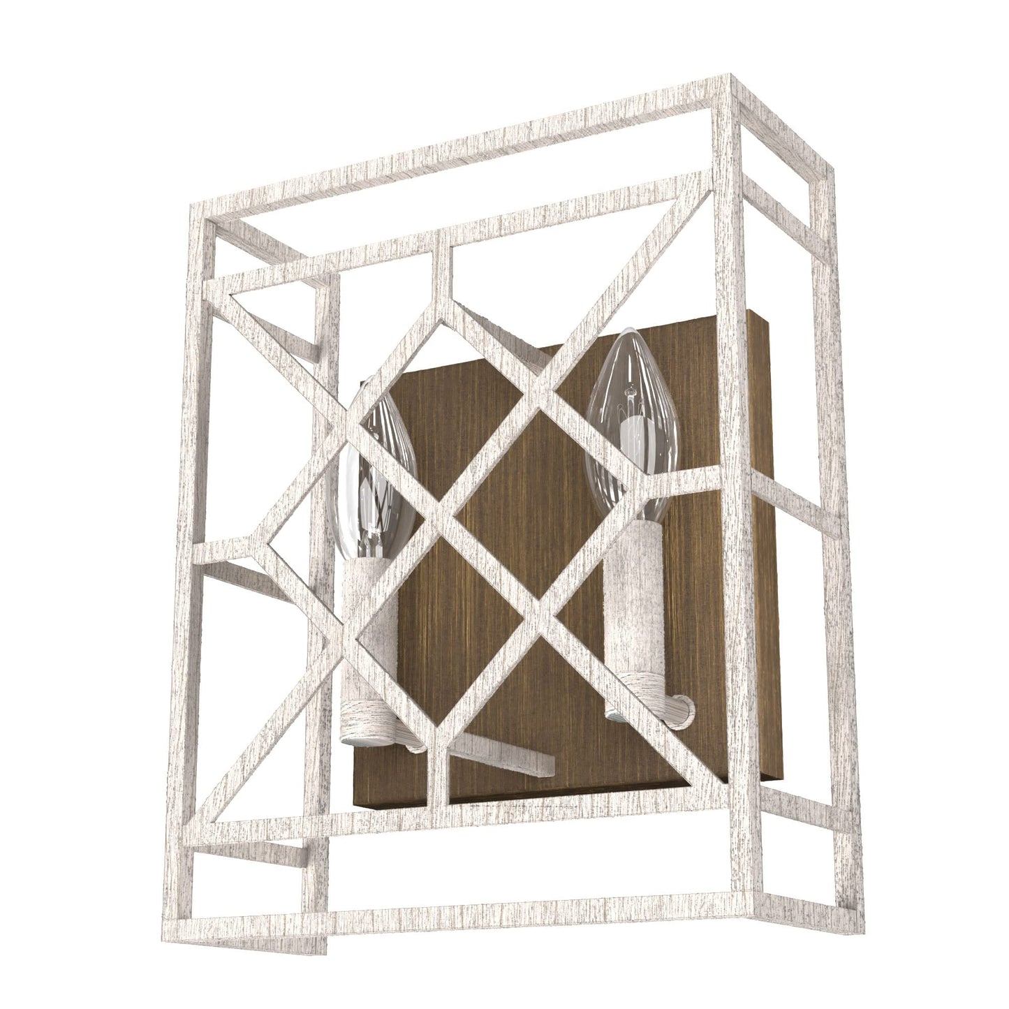 Hunter - Langwood 2-Light Distressed White, Medium Size Sconce Light, Dimmable, Rustic Style, for Bedrooms, Kitchens, Foyers, Bathrooms - 19336
