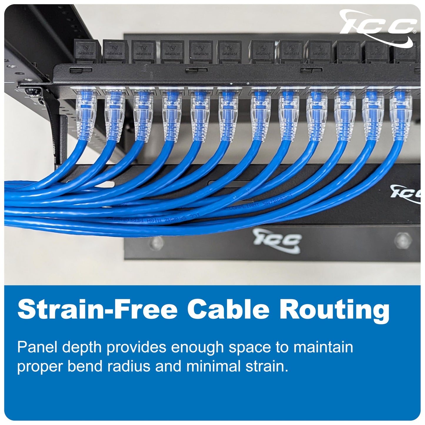 ICC Cable Manager Bracket Panel, 1U Rack Mount Space, Black Powder Coat Finish, Cable Management for 19" Racks and Cabinets, Metal, 5" Deep, Pack of 6