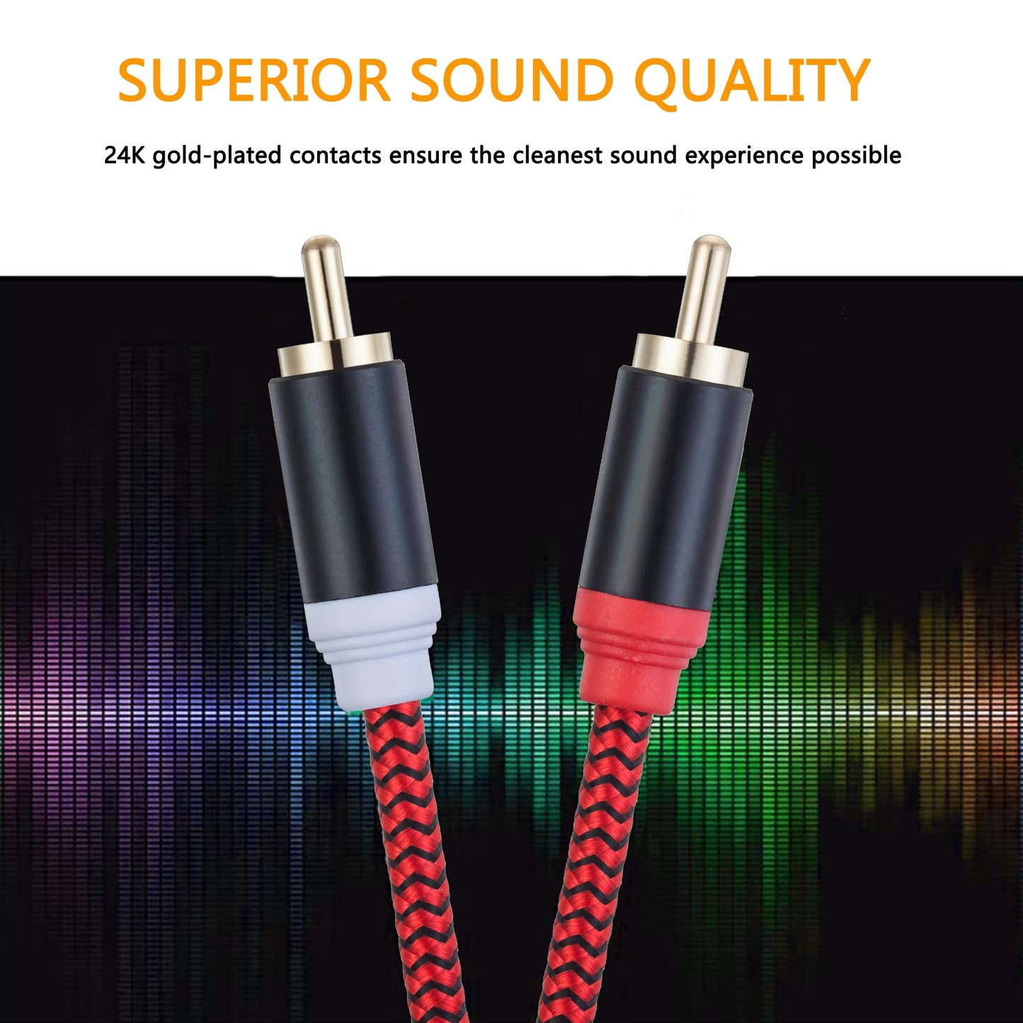 RCA Cable 15Ft,2Rca Male to 2-Rca Male Audio Stereo Subwoofer Cable [Hi-Fi Sound] Nylon-Braided Auxiliary Audio Cord for Home Theater, HDTV