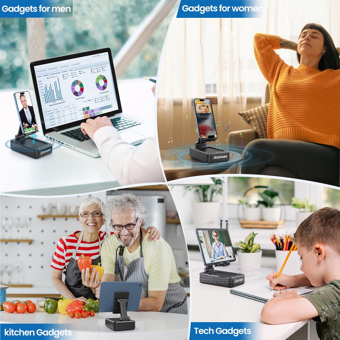 Cell Phone Stand with Wireless Bluetooth Speaker and Anti-Slip Base HD Surround Sound Perfect for Home and Outdoors with Bluetooth Speaker for Desk