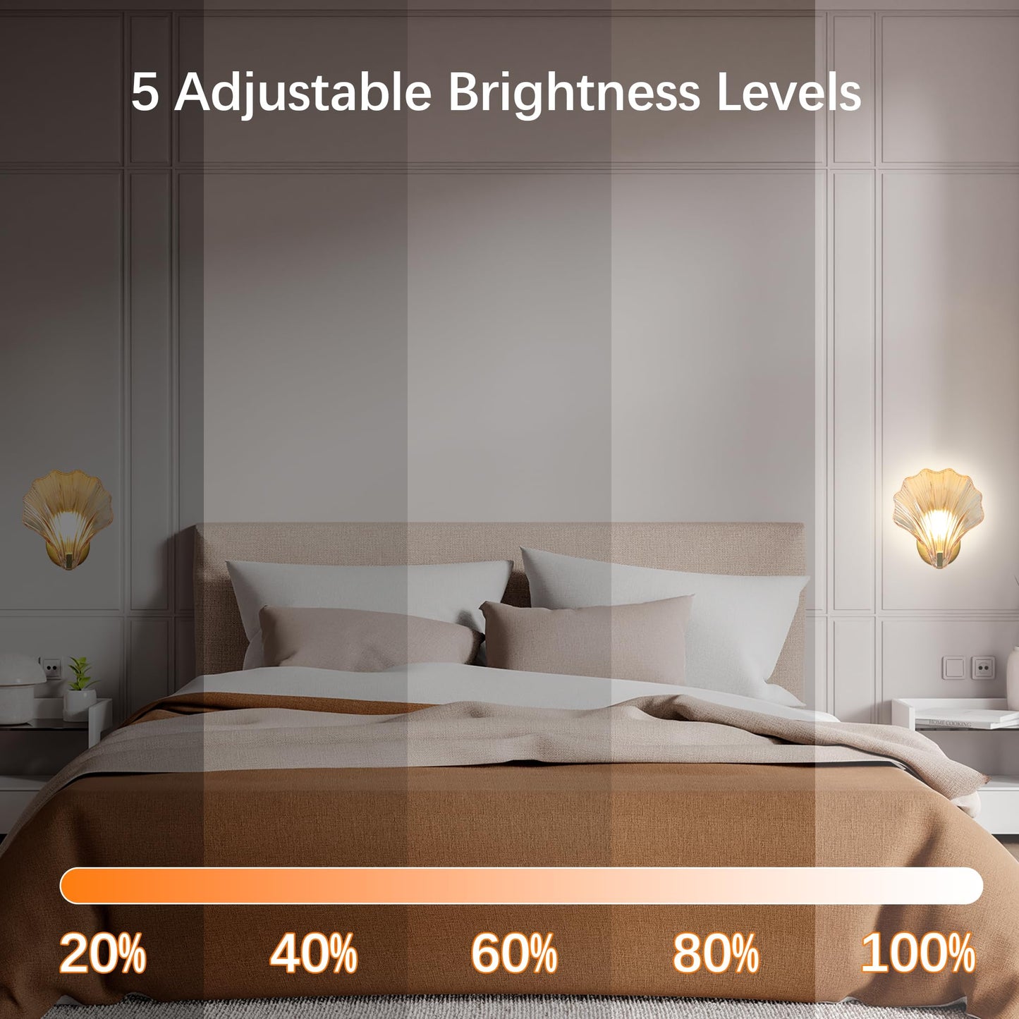 Weyderk Vintage Battery Operated Wall Sconces with Remote, Amber Rechargeable Wireless Wall Sconces with Magnetic LED Bulbs, Indoor Shell Shaped Wall
