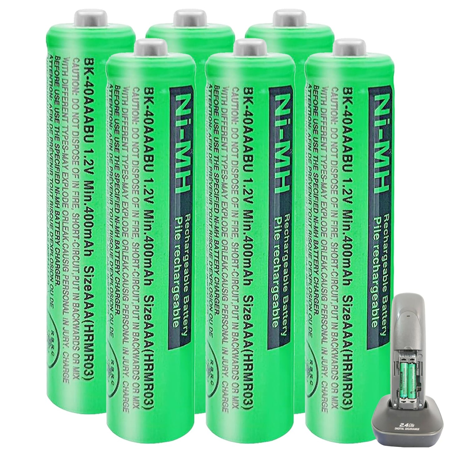HIECTPRO BK-40AAABU NI-MH AAA Rechargeable Battery 1.2V 400mah 6Pack AAA NiMH Batteries for Panasonic Cordless Phones, Remote Controls, Electronics