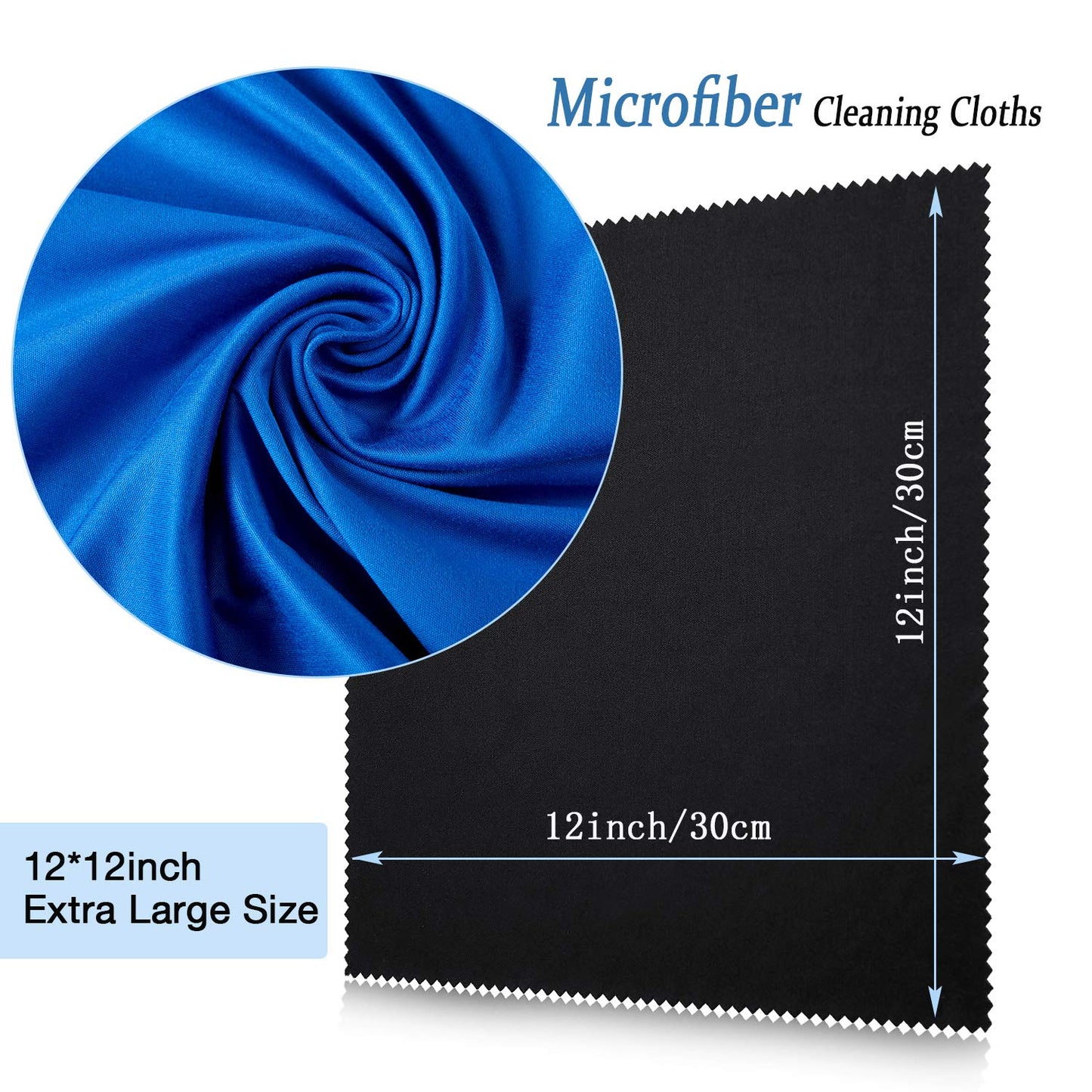 Frienda 12 Pack Large Microfiber Glass Cleaning Cloths 12 x 12 Inch Oversized Eyeglass Sunglasses Cleaning Cloths for Electronics Glasses Screens