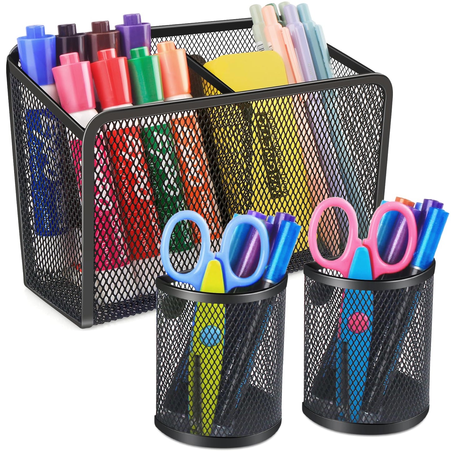 Magnetic Pen Holder, Metal Strong Magnet Pen Cup Magnetic Marker Storage Basket Locker Organizer for Whiteboard Refrigerator Fridge Locker Accessories