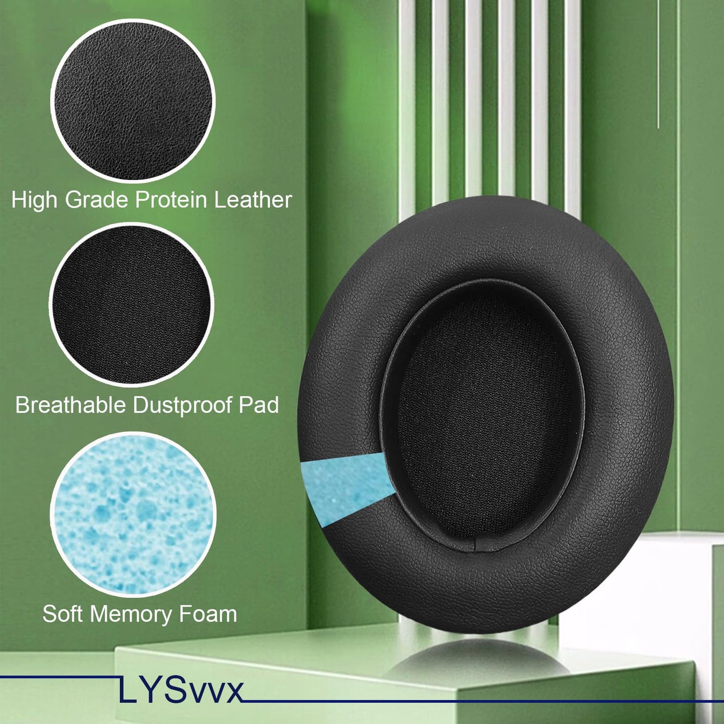 Studio 3 Ear Pads - Replacement Earpads for Beats Studio3 and Studio 2 Headphones (Black)