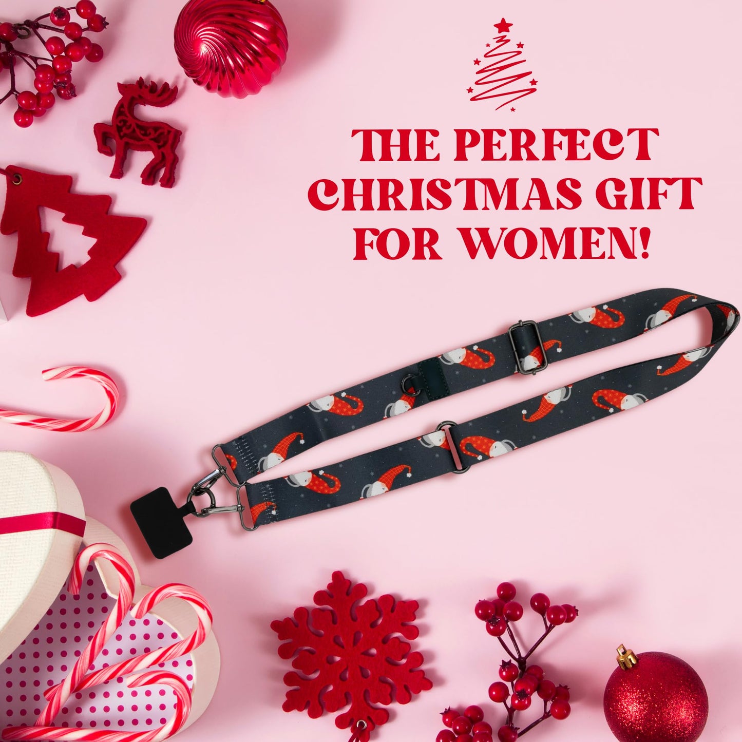 Save the Girls Clip and Go Phone Strap Christmas Collection (Peeking Gnomes) - Crossbody Phone Strap and Phone Wrist Strap Limited Edition - Phone