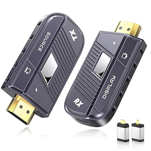 TeckyGem Wireless HDMI Transmitter and Receiver, 328FT/100M Wireless HDMI Extender [2.4/5GHz Dual-Band, Screen Rotatable] Plug & Play for Ultra HD