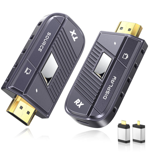TeckyGem Wireless HDMI Transmitter and Receiver, 328FT/100M Wireless HDMI Extender [2.4/5GHz Dual-Band, Screen Rotatable] Plug & Play for Ultra HD