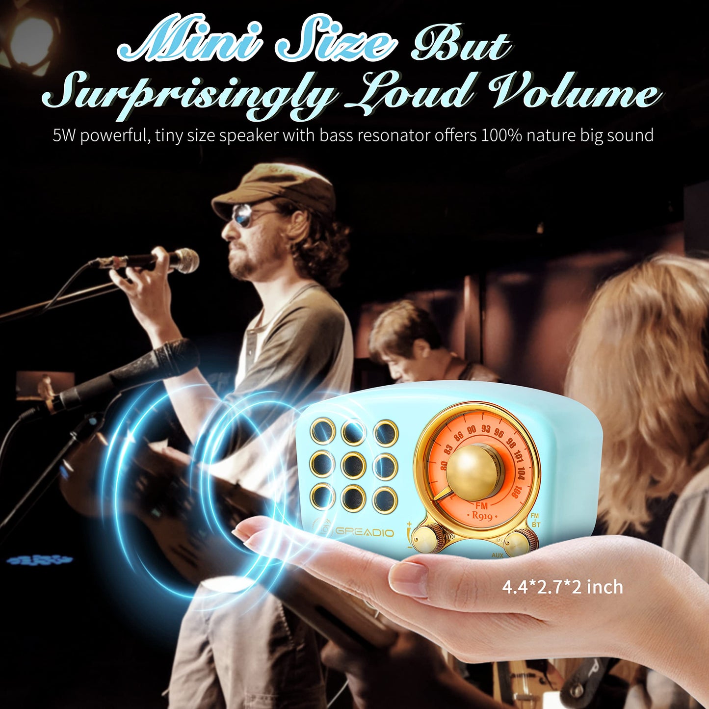 Retro Bluetooth Speaker, Vintage Radio-Greadio FM Radio with Old Fashioned Classic Style, Strong Bass Enhancement, Loud Volume, Bluetooth 5.0 Wireless