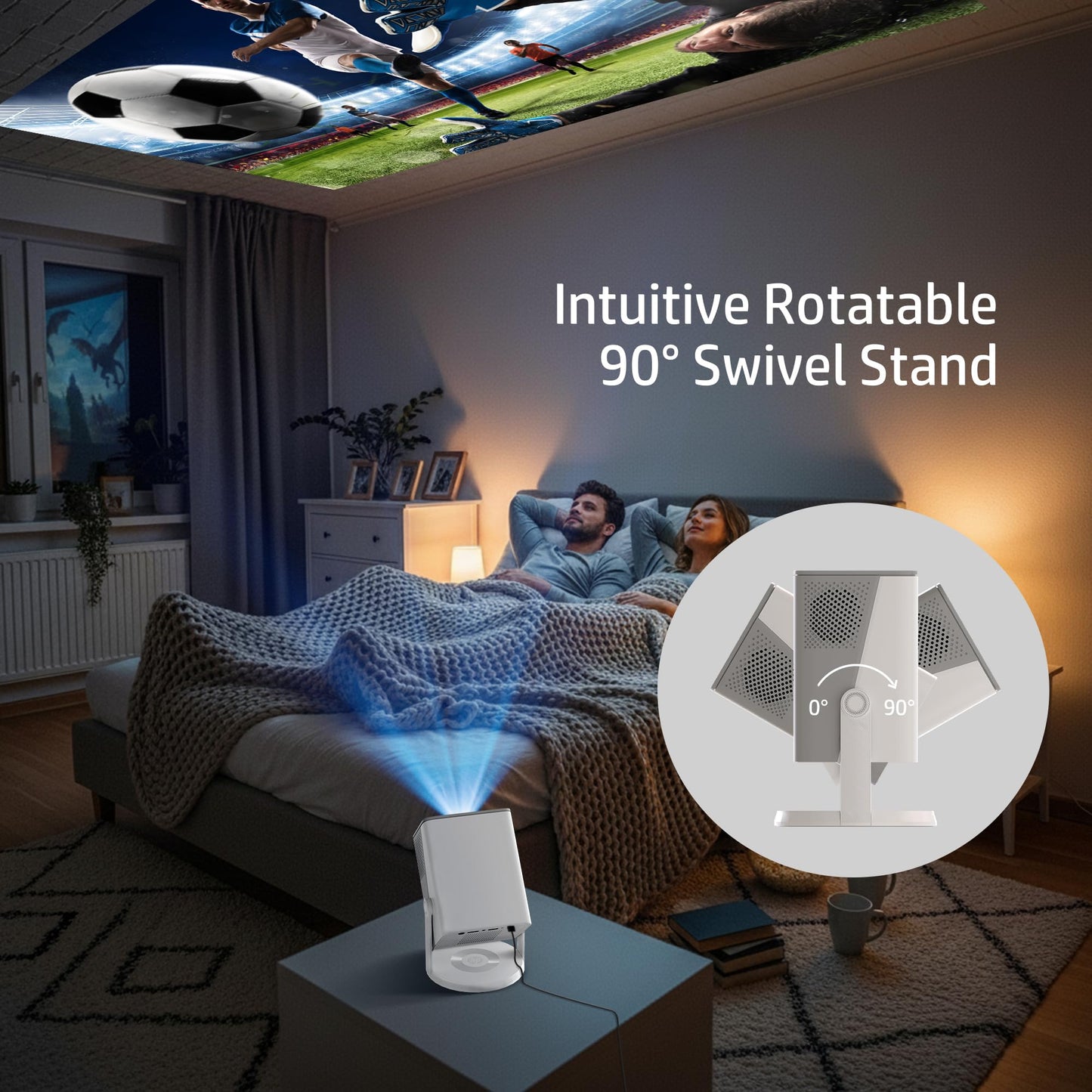 Mini Projector 1080P Full HD, HP MC425 Portable Projector, Projector with WiFi and Bluetooth, Short Throw Projector for Bedroom, Smart Outdoor Movie