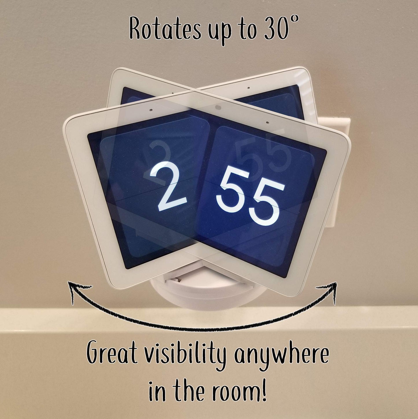 The Google Home Nest Hub [Gen 1 and Gen 2] Mount for Electrical Outlets. Full Swivel. Installs in Seconds. Hidden Cord Storage. Award Winning Design.