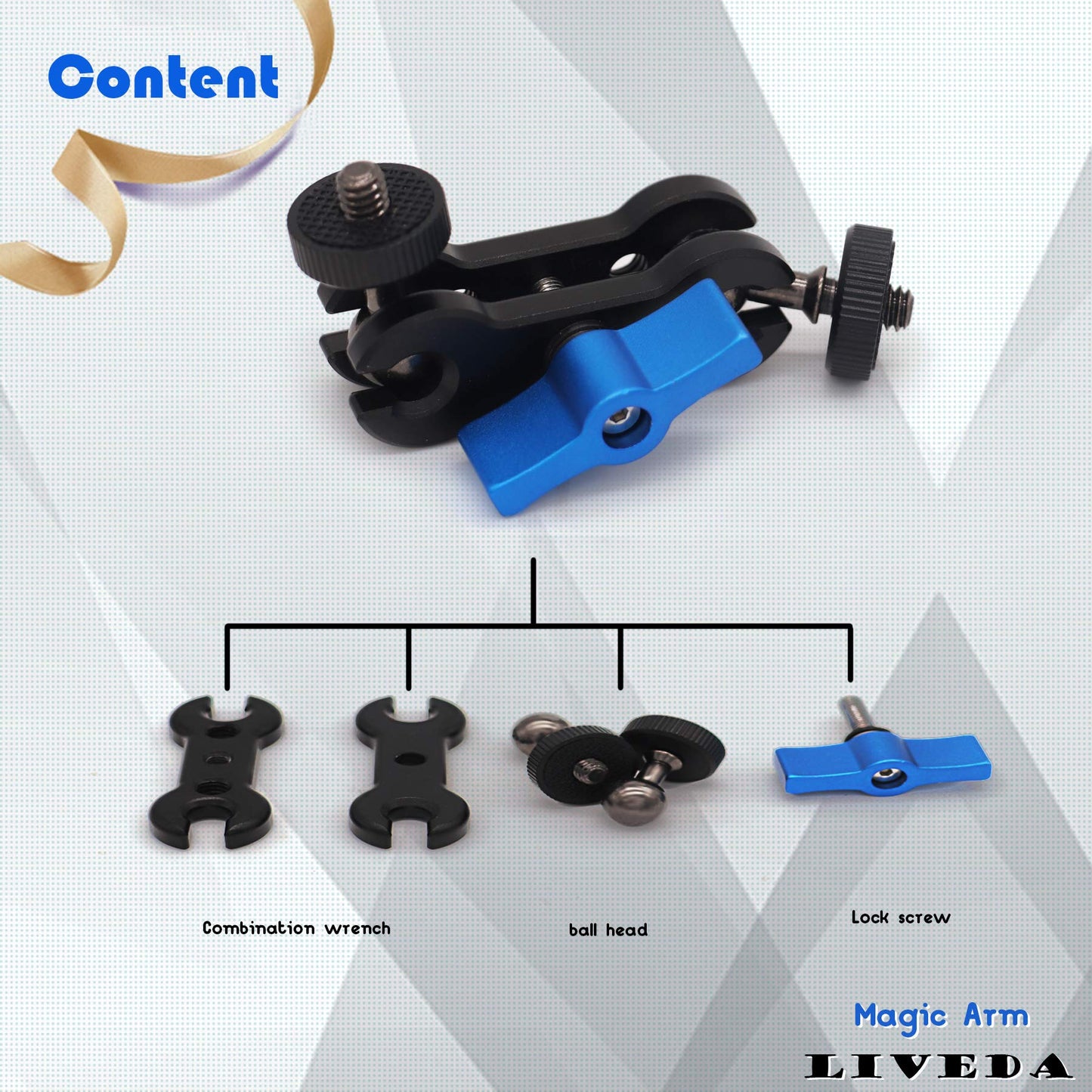 Mini Magic Arm with Double Ballhead 1/4" Screw Adapters& Metal Articulating Arm, Universal Bracket Monitor Mount Bracket for SLR Camera, Small