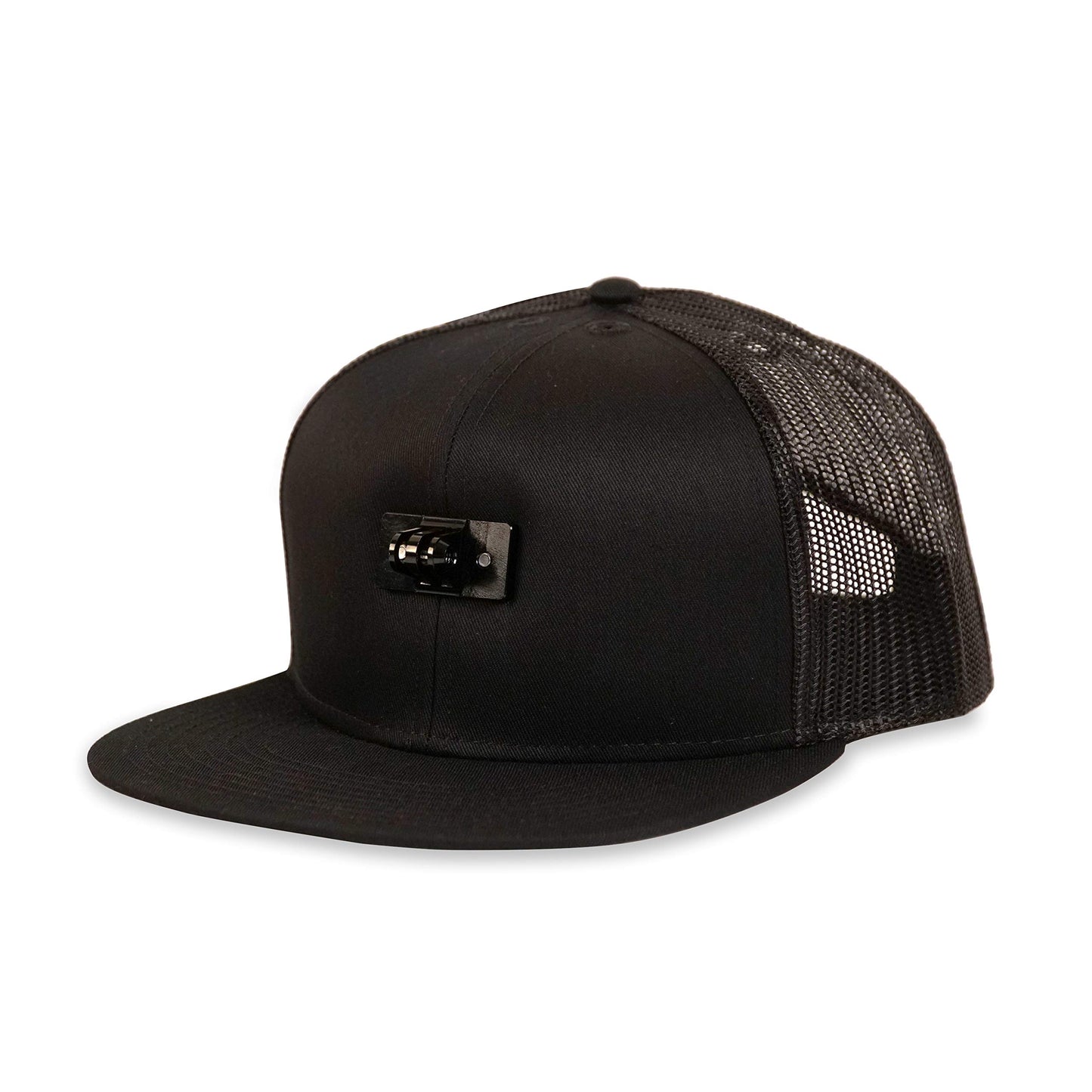 ActionHat® Black Flat Bill - Patented Floating Hat Mount Compatible for GoPro Hero 9/8/7/6/5/4/3 Action Camera