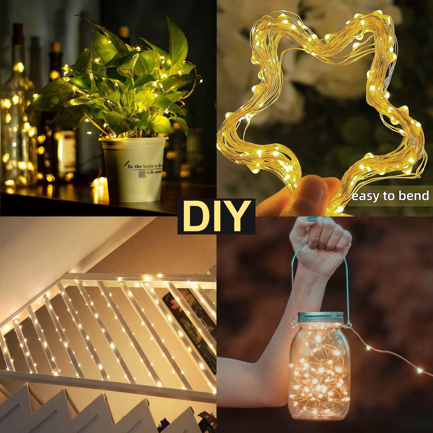 BEEWIN 2 Pack 33ft 100 LED Solar Copper String Lights,8 Modes Christmas Fairy Lights Waterproof IP65 Twinkle Lighting Indoor Outdoor Fairy Firefly