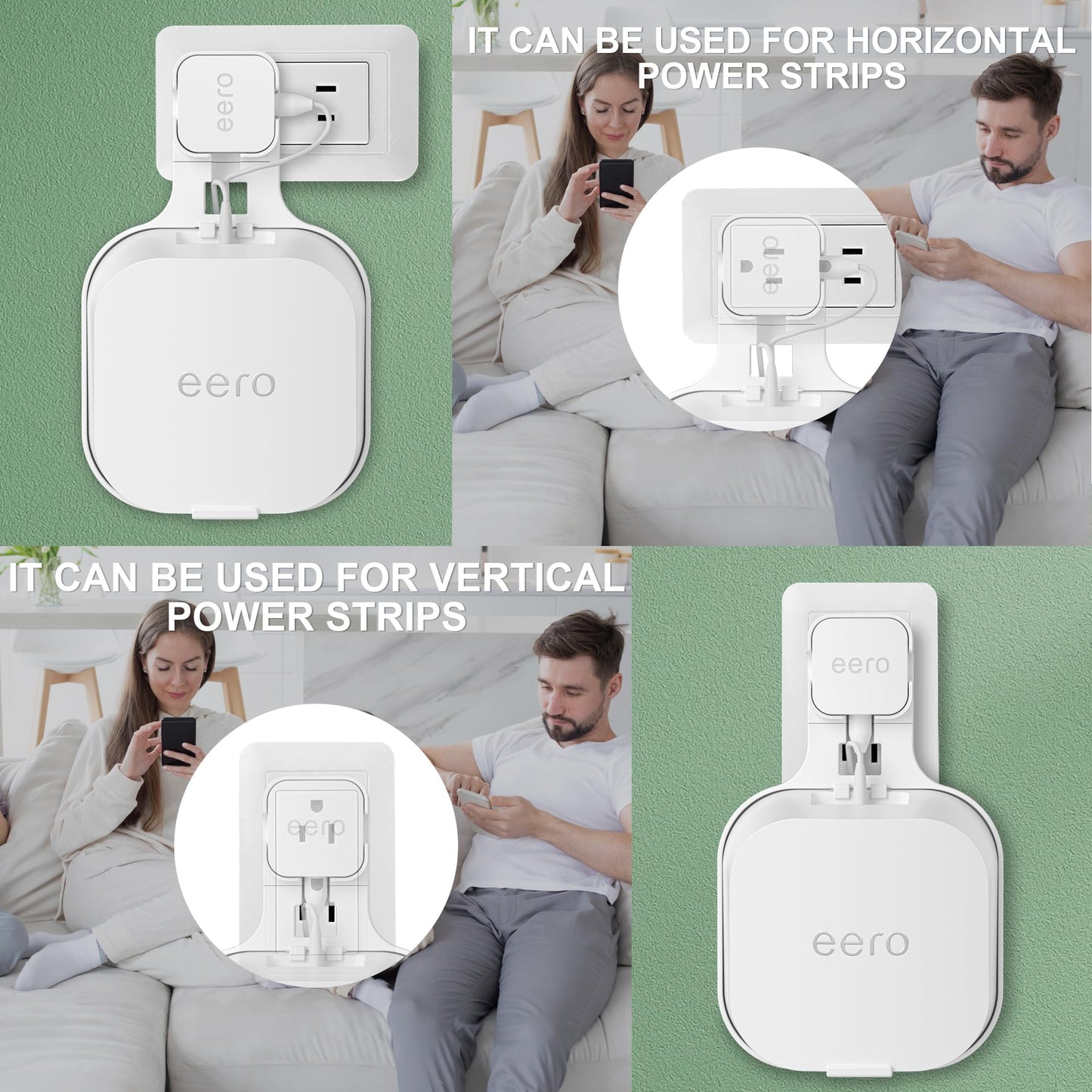 Wall Mount Bracket for eero 7, Space-Saving Outlet Wall Mount for Eero 7 Router, Cable Management, Fits Vertical/Horizontal Outlets | White (3 Pack)