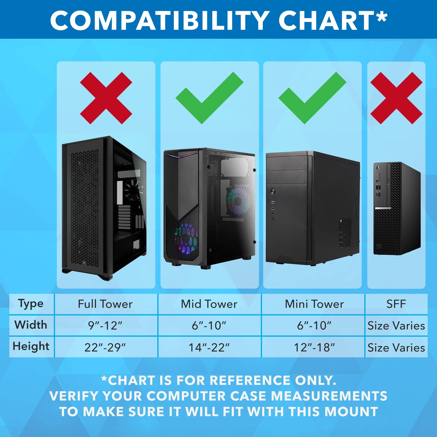 Mount-It! CPU Under Desk Mount Bracket - Computer Tower Wall and Under Counter Holder, 360 Degree Swivel Adjustable Height and Width Wall-Mountable