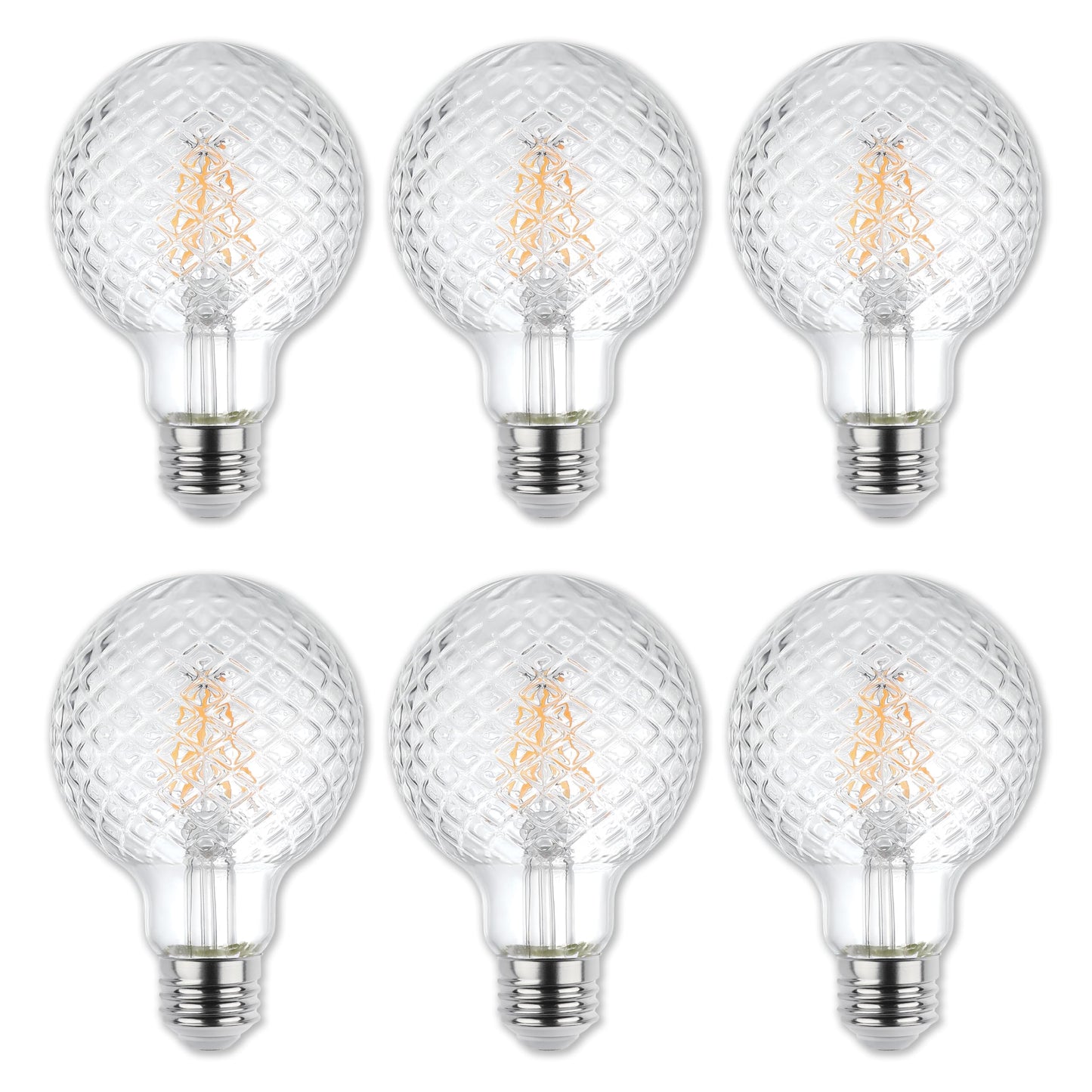 Westinghouse 5268000 5.5 Watt (40 Watt Equivalent) Cut Glass G25 Dimmable Clear Filament LED Light Bulb, Medium Base