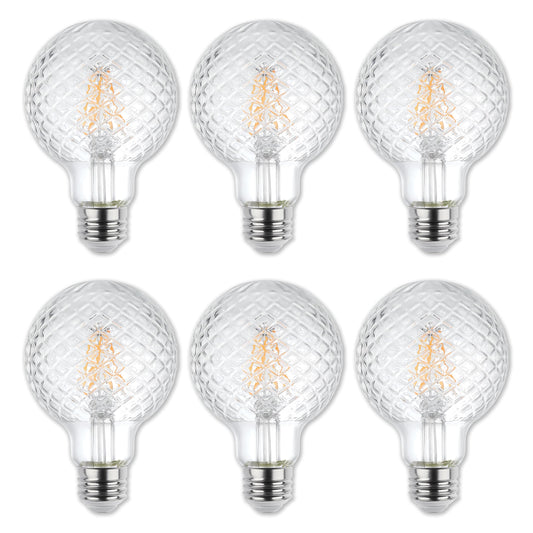 Westinghouse 5268000 5.5 Watt (40 Watt Equivalent) Cut Glass G25 Dimmable Clear Filament LED Light Bulb, Medium Base