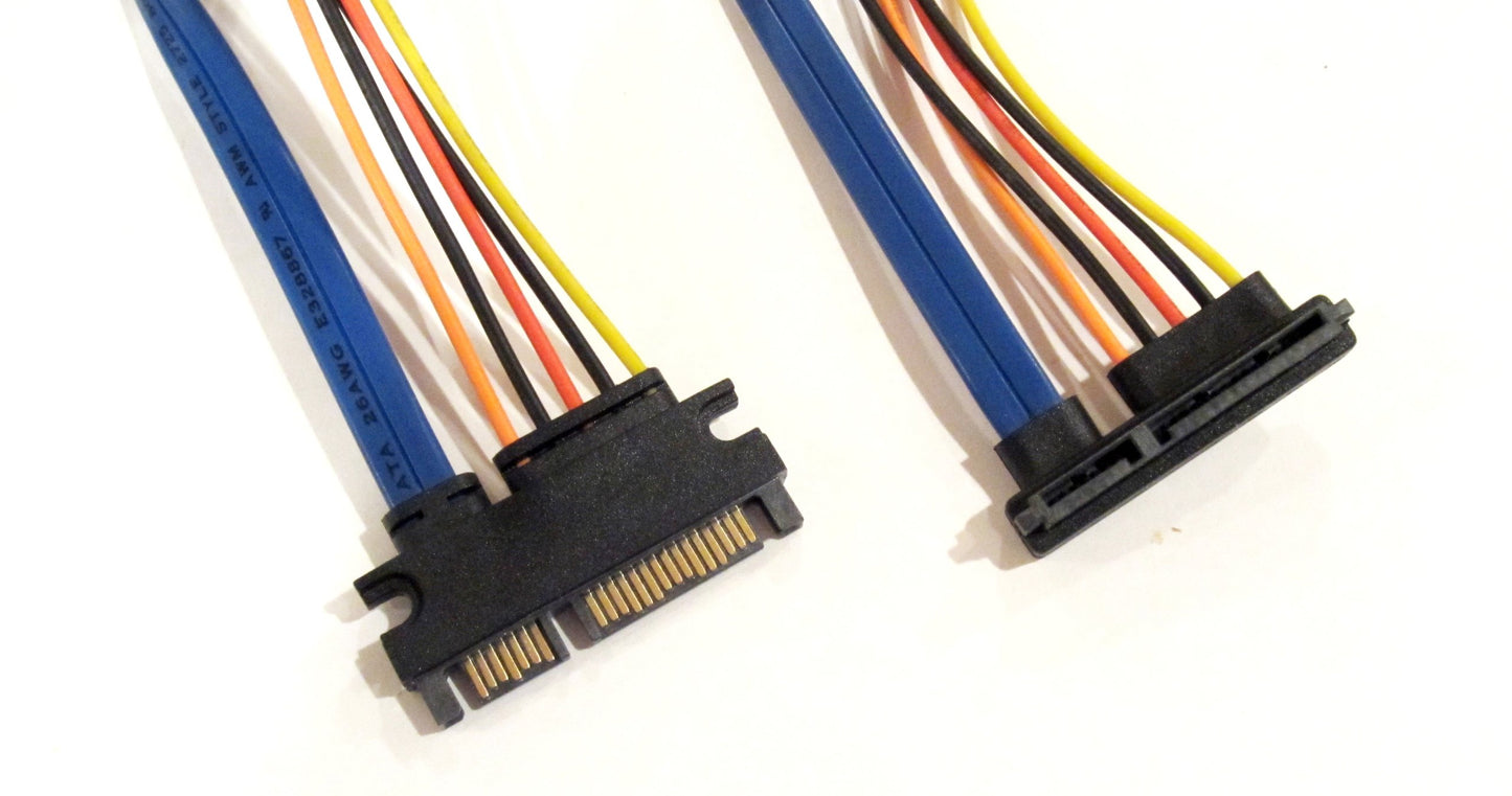 22 Pin SATA Male to Female Left Angle 12 inches
