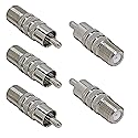 F Female to RCA Male, 5 Pack Coax to RCA Adapter Audio Video Connector for Subwoofer, Receiver, Atari Nintendo Game Console, Monitor