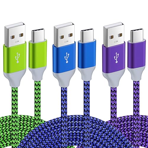 10ft USB C Cable, 3 Pack Type C Fast Charging Cable,Nylon Braided USB A to USB C Phone Charger Cables for iPhone 16 15 Pro Max Plus,Samsung Galaxy S25