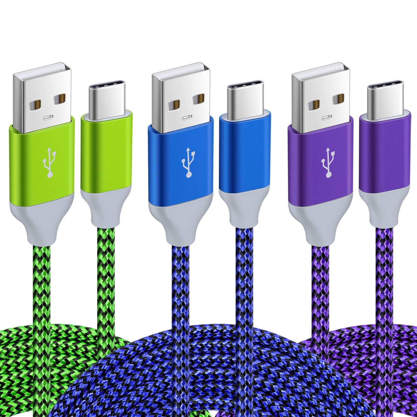 10ft USB C Cable, 3 Pack Type C Fast Charging Cable,Nylon Braided USB A to USB C Phone Charger Cables for iPhone 16 15 Pro Max Plus,Samsung Galaxy S25