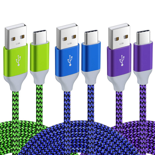 10ft USB C Cable, 3 Pack Type C Fast Charging Cable,Nylon Braided USB A to USB C Phone Charger Cables for iPhone 16 15 Pro Max Plus,Samsung Galaxy S25