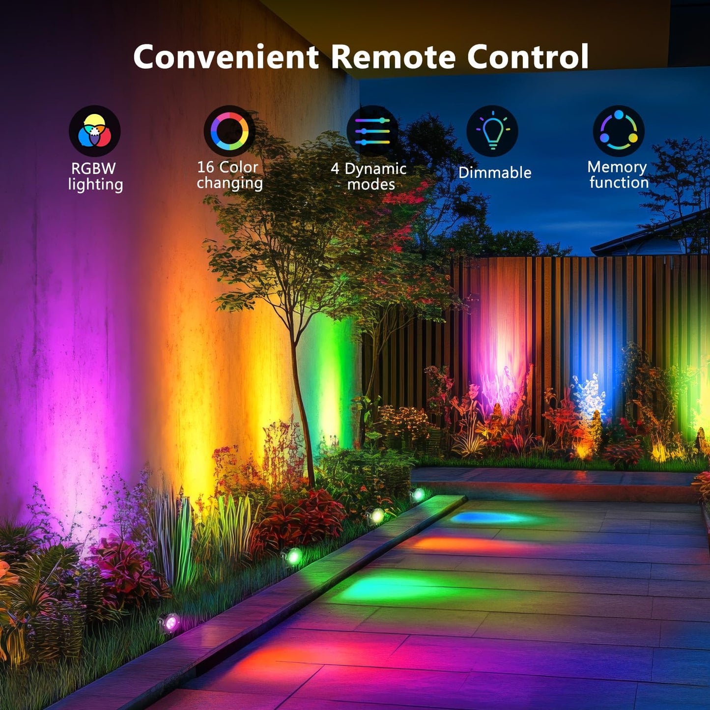 OurLeeme Lawn Flood Light Stake, RGB Spot Lights,8W Outdoor LED Flood Light Waterproof Garden Yard Lights with Remote Control,2-in 1 Landscaping