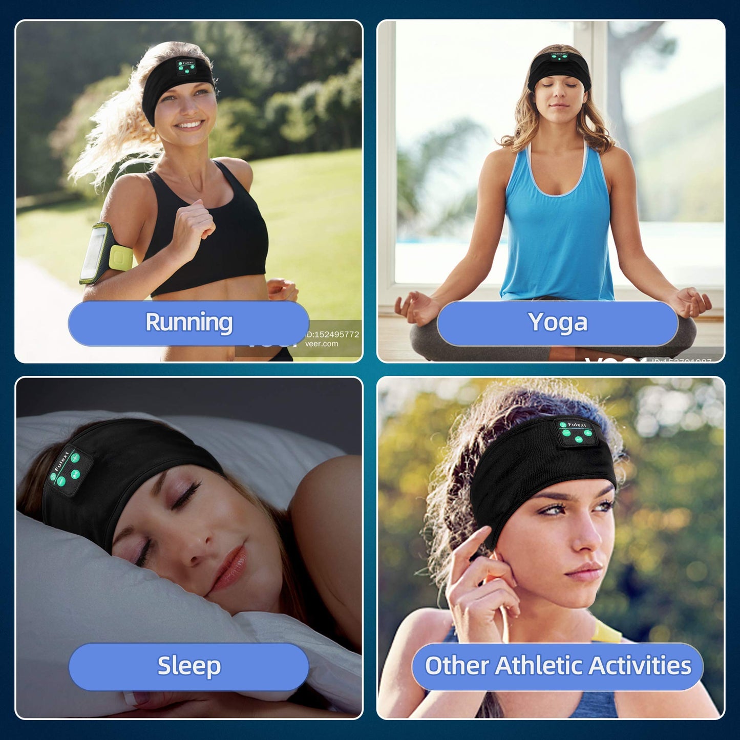 Fulext Sleep Headphones Bluetooth Headband, Sleeping Headphones Sports Headband, Long Time Play Sleeping Headsets with Built in Speakers Perfect…