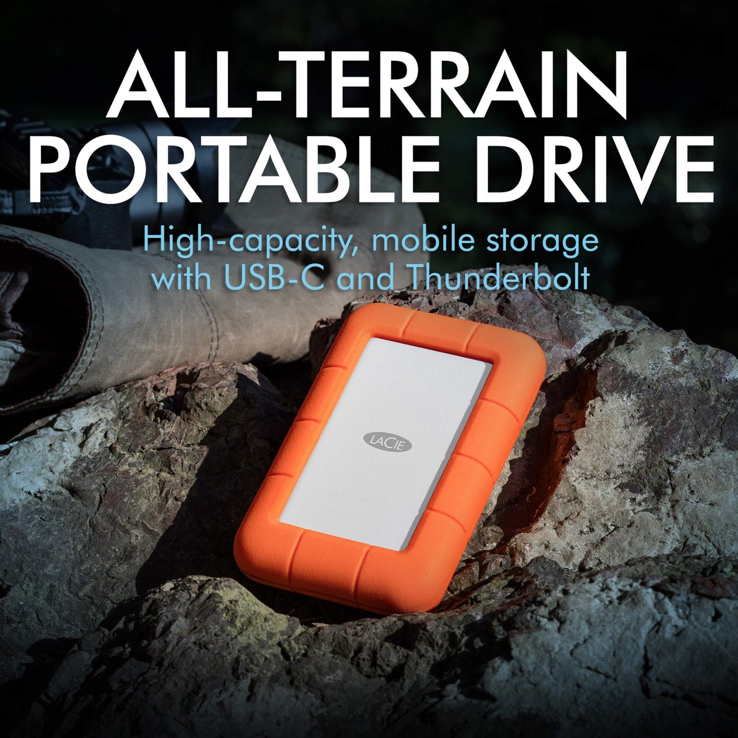 LaCie Rugged Thunderbolt USB-C 2TB External Hard Drive Portable HDD - USB 3.0 compatible, Drop Shock Dust Water Resistant, Mac and PC Computer Desktop
