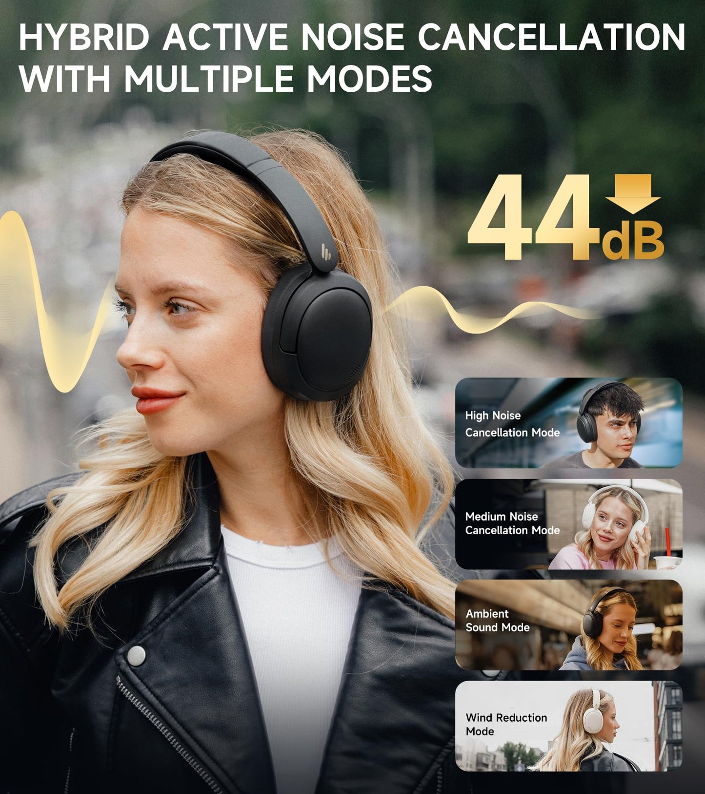 Edifier W800BT Pro Hybrid Active Noise Cancelling Headphones - Hi-Res Audio - AI Call Noise Cancellation - 45H Playtime - Fast Charging - Wireless