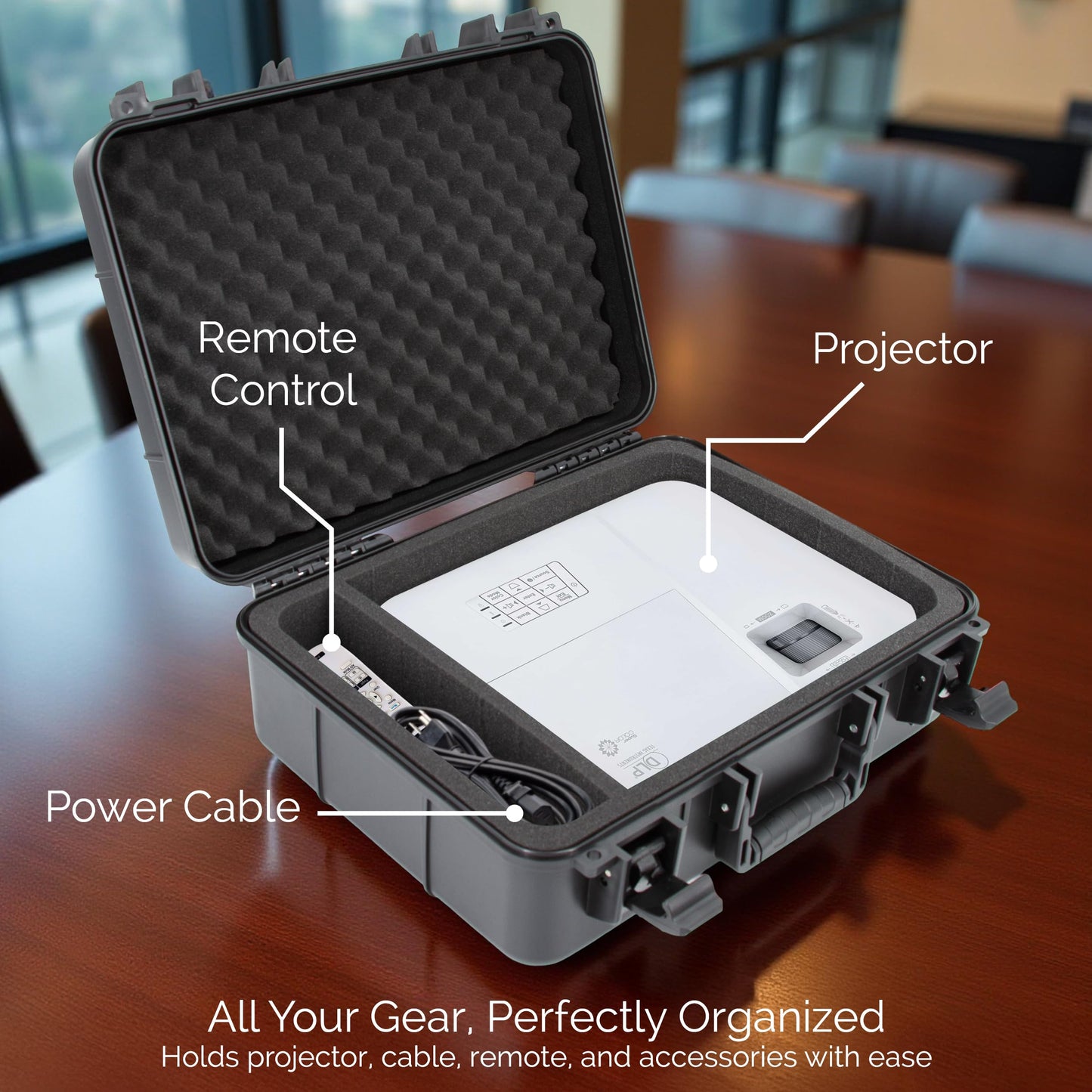 CASEMATIX Projector Travel Case Compatible with ViewSonic PA503S, PA503W, PA503X, PG703W, PG703 Projectors, HDMI Cable and Remote, Case Only