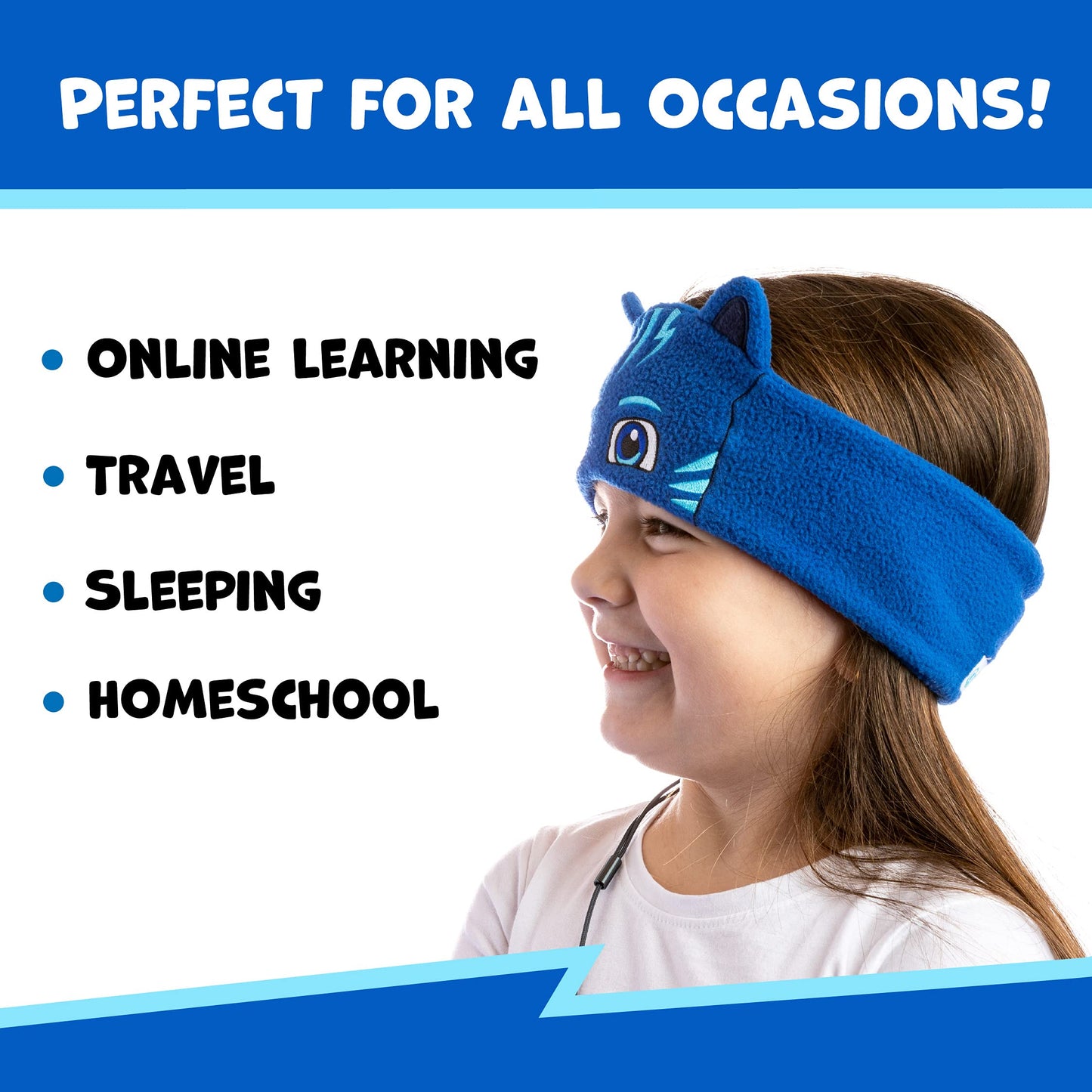 CozyPhones PJ Masks Catboy Kids Headphones Over The Ear Headband Headphones - Volume Limited with Thin Speakers & Soft Fleece Headband