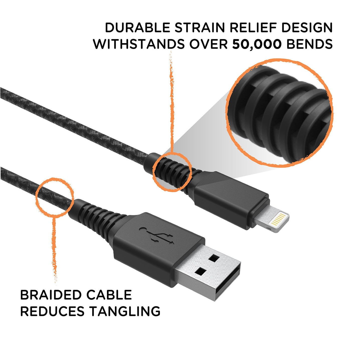 EcoSurvivor Lightning Cable, USB-A to Lightning Connector, 8 ft Cable, Apple MFiCertified, Compatible w/ iPhone 12/11/Xs Max/XS/XR/X/8 Plus/8/7…