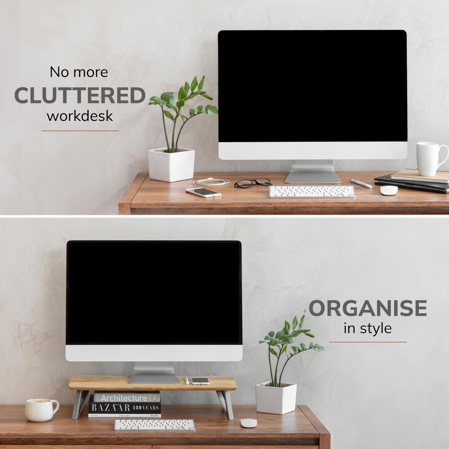 Anji Mountain Monitor Stand - Desktop Organizer & Laptop Riser, Ergonomic Monitor Riser, Space-Saving Monitor Stand for Desk, Durable Construction