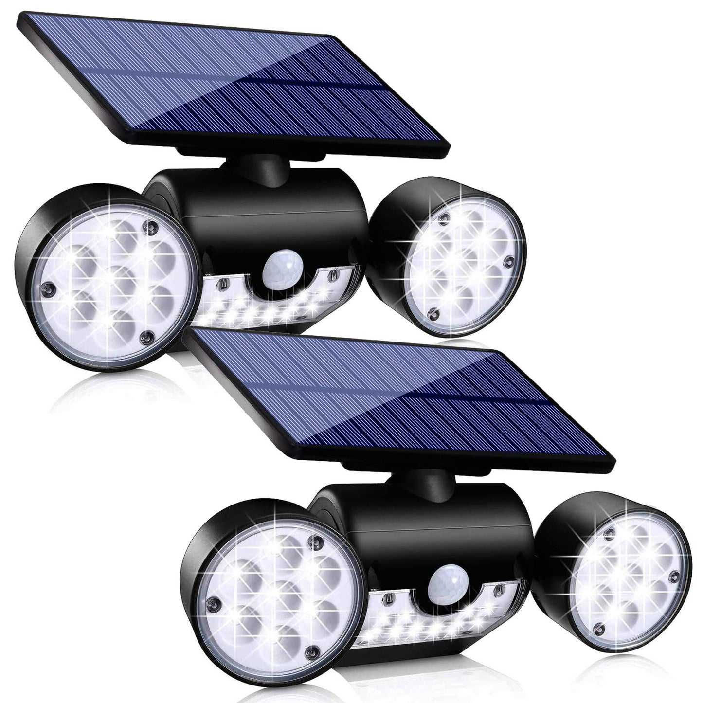 Ollivage Outdoor Solar Lights, 30 LED Solar Security Lights with Motion Sensor Dual Head Spotlights IP65 Waterproof 360° Adjustable LED Solar Motion